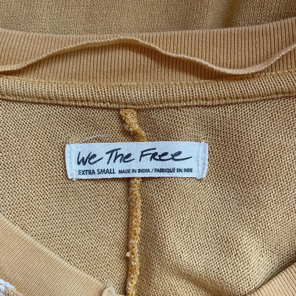 We The Free FP Yellow & White Embroidered Oversized Sweatshirt Xsmall Women’s